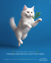Laden Sie das Bild in den Galerie-Viewer, Postkarte - Frieden und Rechte auch für Tiere - Katze (DE/EN)