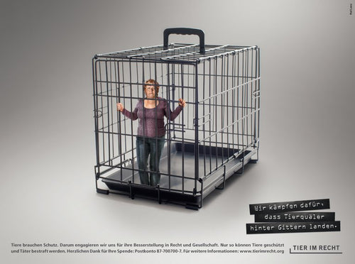 Postkarte - Wir kämpfen dafür, dass Tierquäler hinter Gittern landen - Transportkäfig