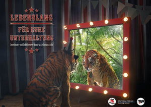 Postkarte - Keine Wildtiere im Zirkus - Lebenslang für eure Unterhaltung