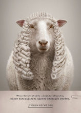 Laden Sie das Bild in den Galerie-Viewer, Postkarte - Wenn Tiere selber richten könnten, würde Tierquälerei härter bestraft werden - Schaf (DE/EN)